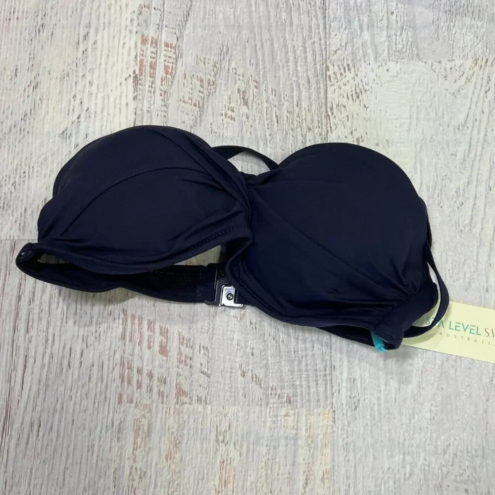 Sea Level Essentials Twist Front Bandeau Bikini Top SIZE 4 Night Sky Swimwear